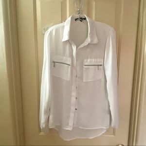 Dressy blouse with silver zipper pockets